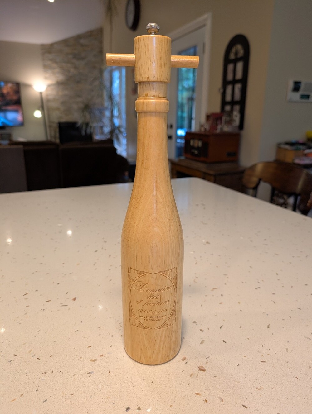 Pepper Mill Grinder Domaine des Ancêtres Wooden French Wine Bottle